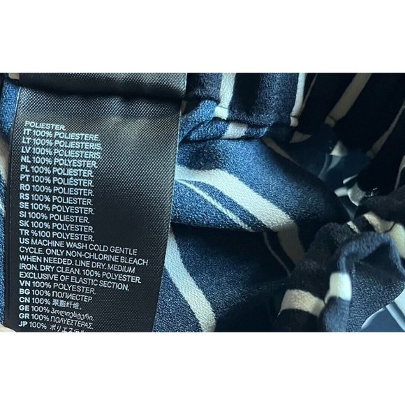 H&M Women Dress Pants Size 2 Blue Stripe Wide Leg High Rise Crop Paperbag - Picture 15 of 15